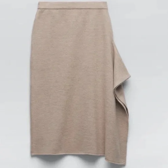 New ZARA 100% WOOL RUFFLED SKIRT - Picture 2 of 14